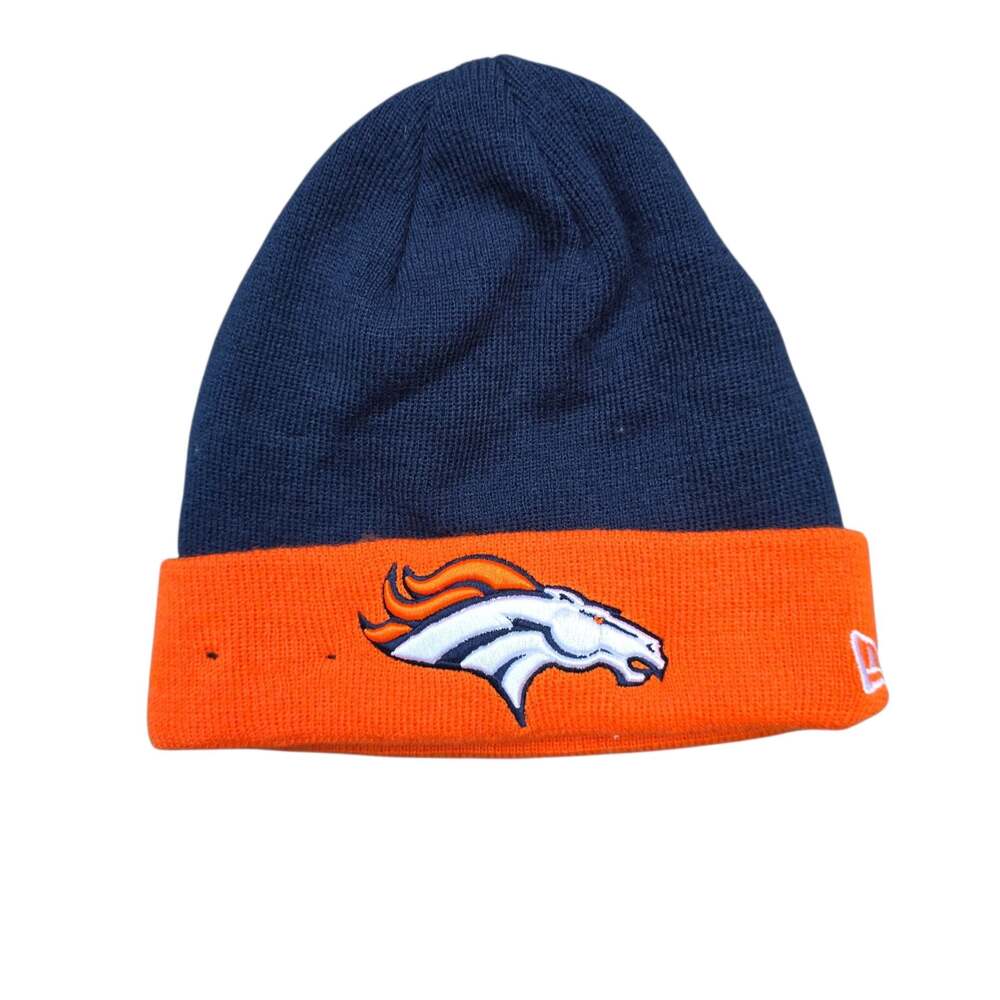 New Era Denver Broncos NFL Navy Blue & Orange Cuffed Knit Beanie Hat OSFM